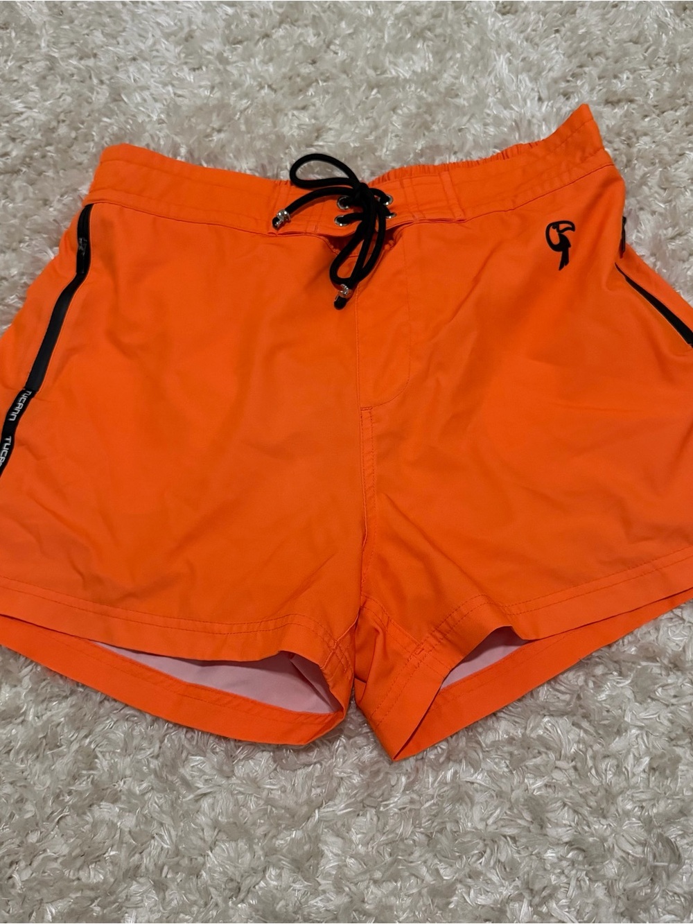 Tucann Bright Orange Swim Shorts - 3” & Compression Lined - Men’s Medium
